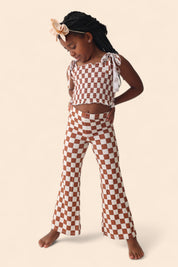 COPPER CHECKERS DREAM SMOCKED FLARE SET