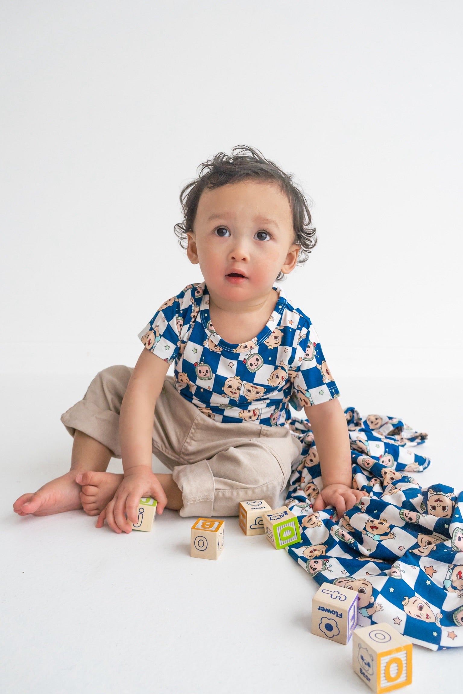 Dream Big Little Co x CoComelon JJ STARRY NIGHT CHECKERS DREAM POCKET TEE
