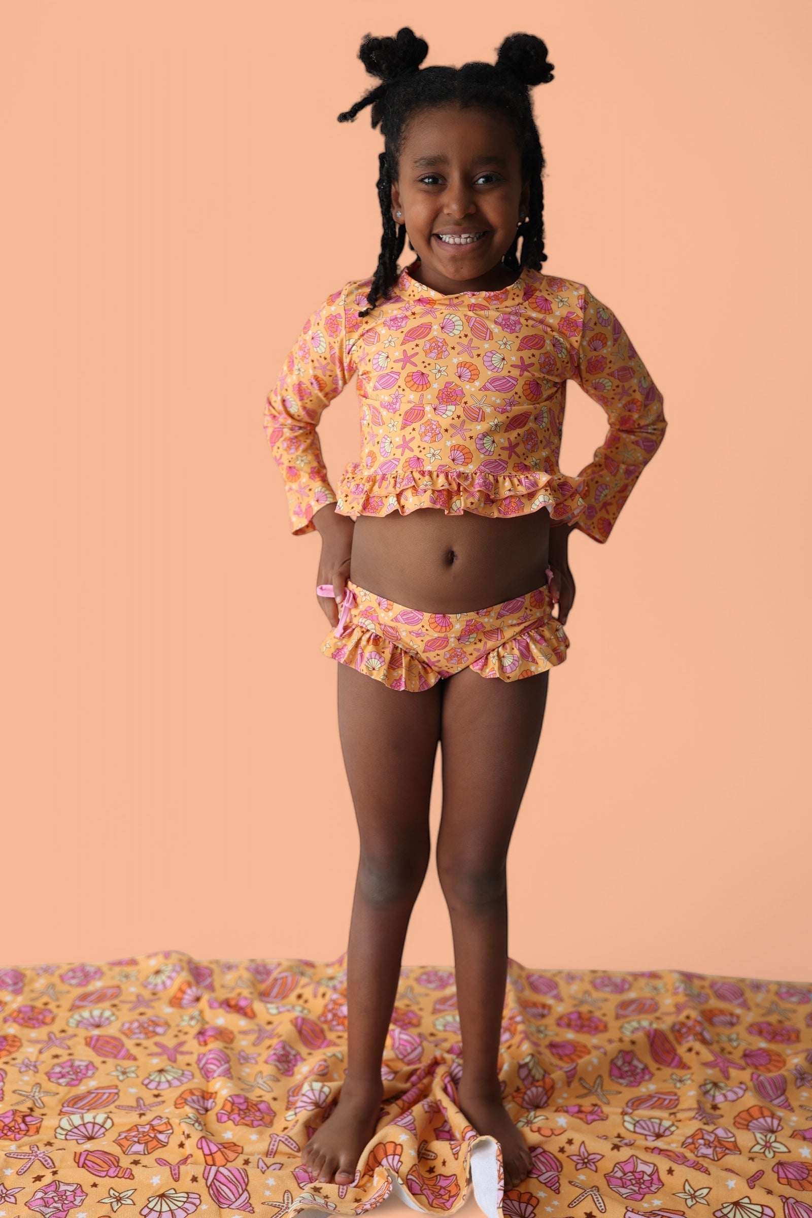 SHELLO SUMMER DREAM TWO-PIECE RASH GUARD RUFFLE SWIM SUIT