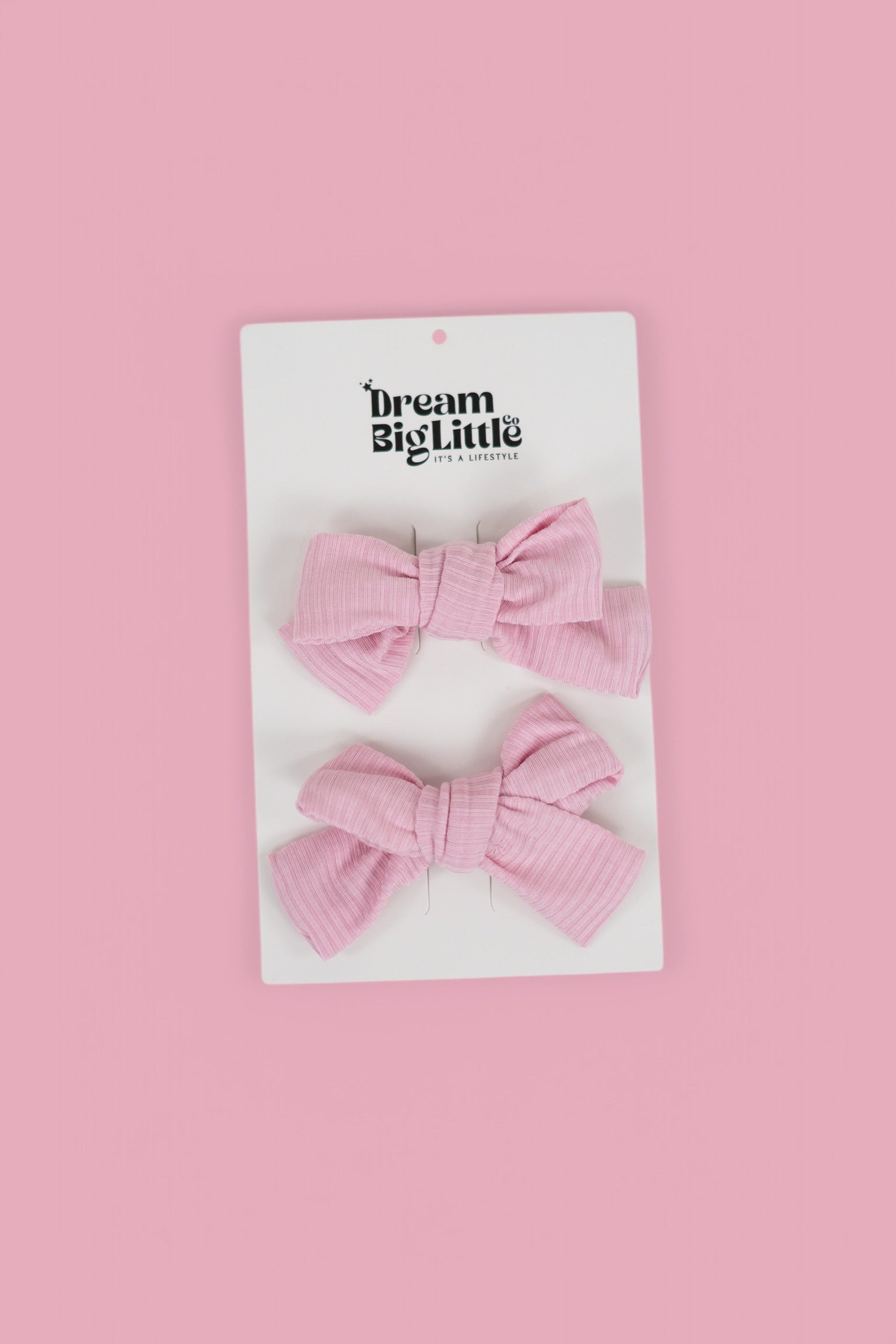 PINK ROSE RIB DREAM BOW HAIR CLIPS