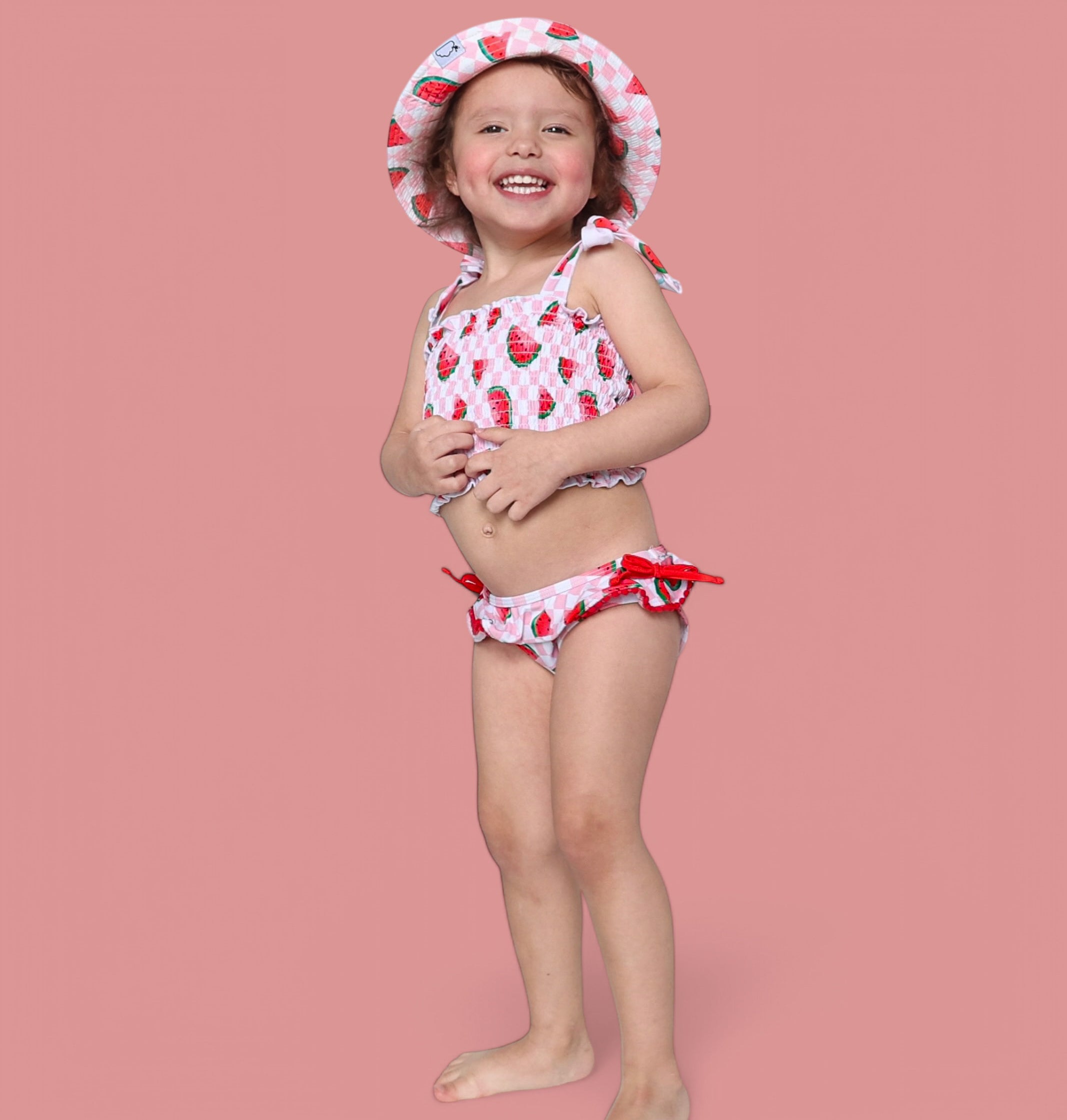 ONE IN A MELON DREAM SMOCKED TANKINI TWO PIECE SWIM SUIT
