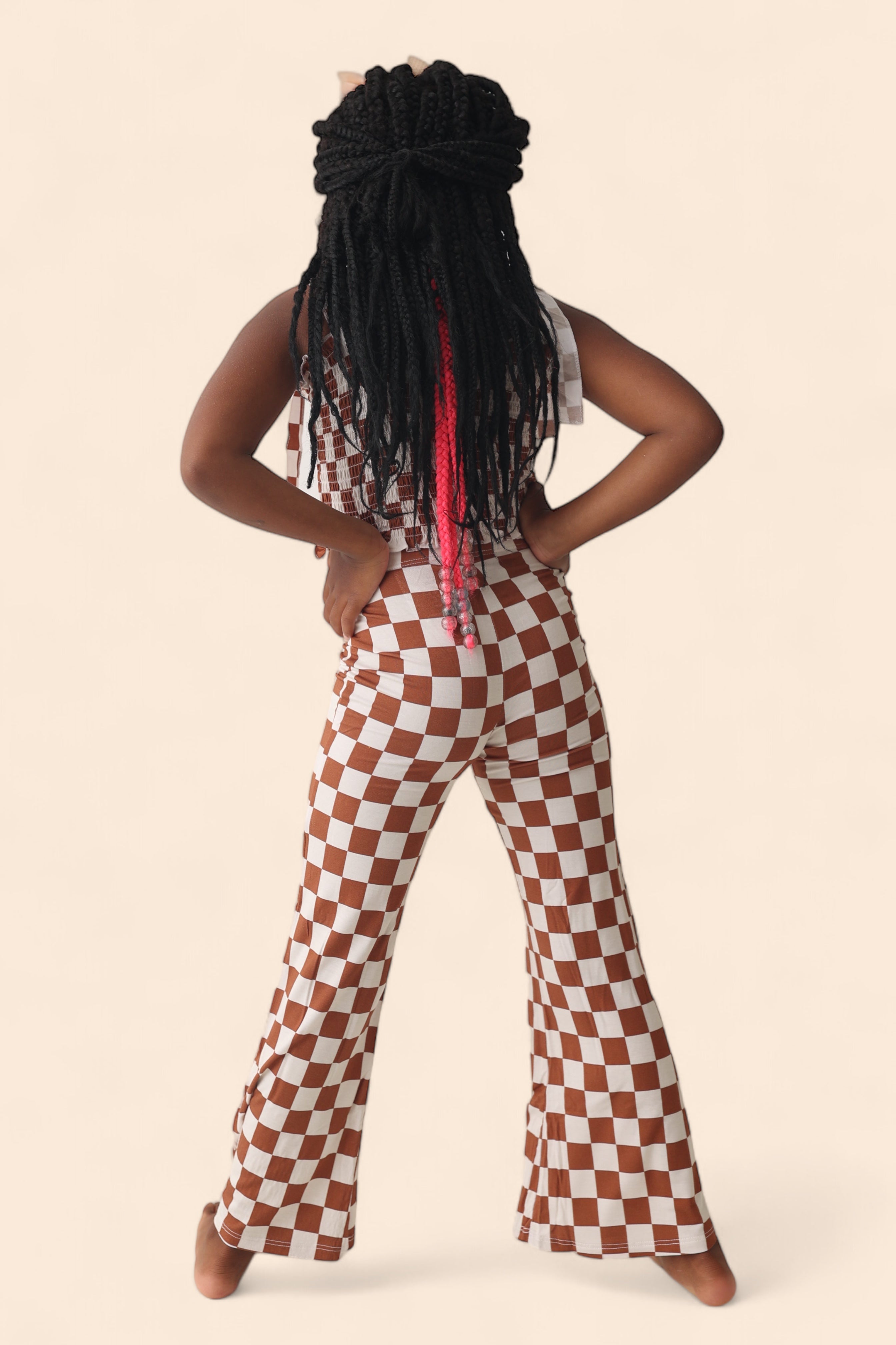 COPPER CHECKERS DREAM SMOCKED FLARE SET