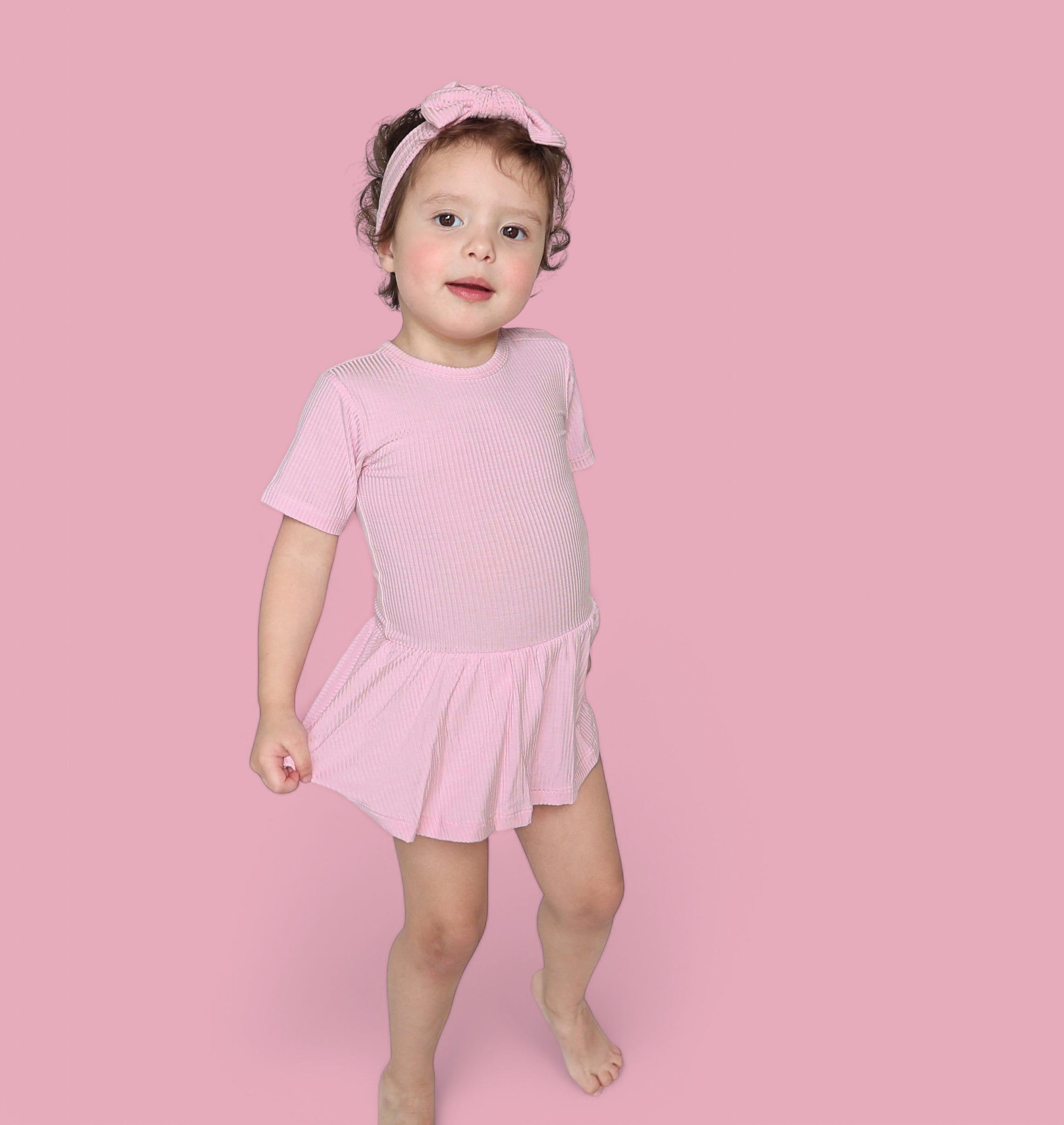 PINK ROSE RIB DREAM BODYSUIT DRESS