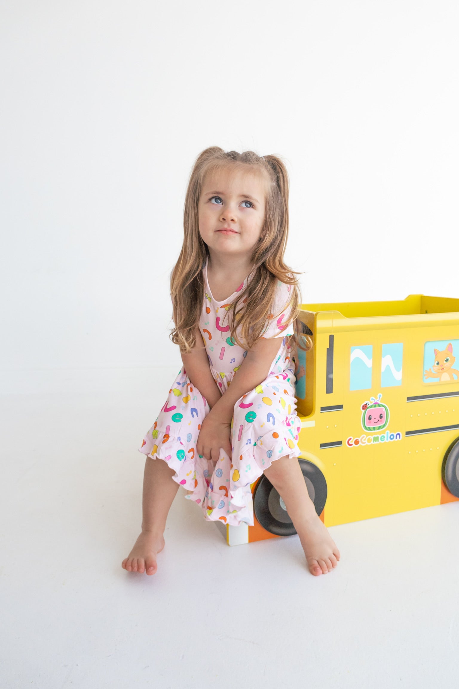 Dream Big Little Co x CoComelon ALPHABET SHORT SLEEVE DREAM RUFFLE DRESS