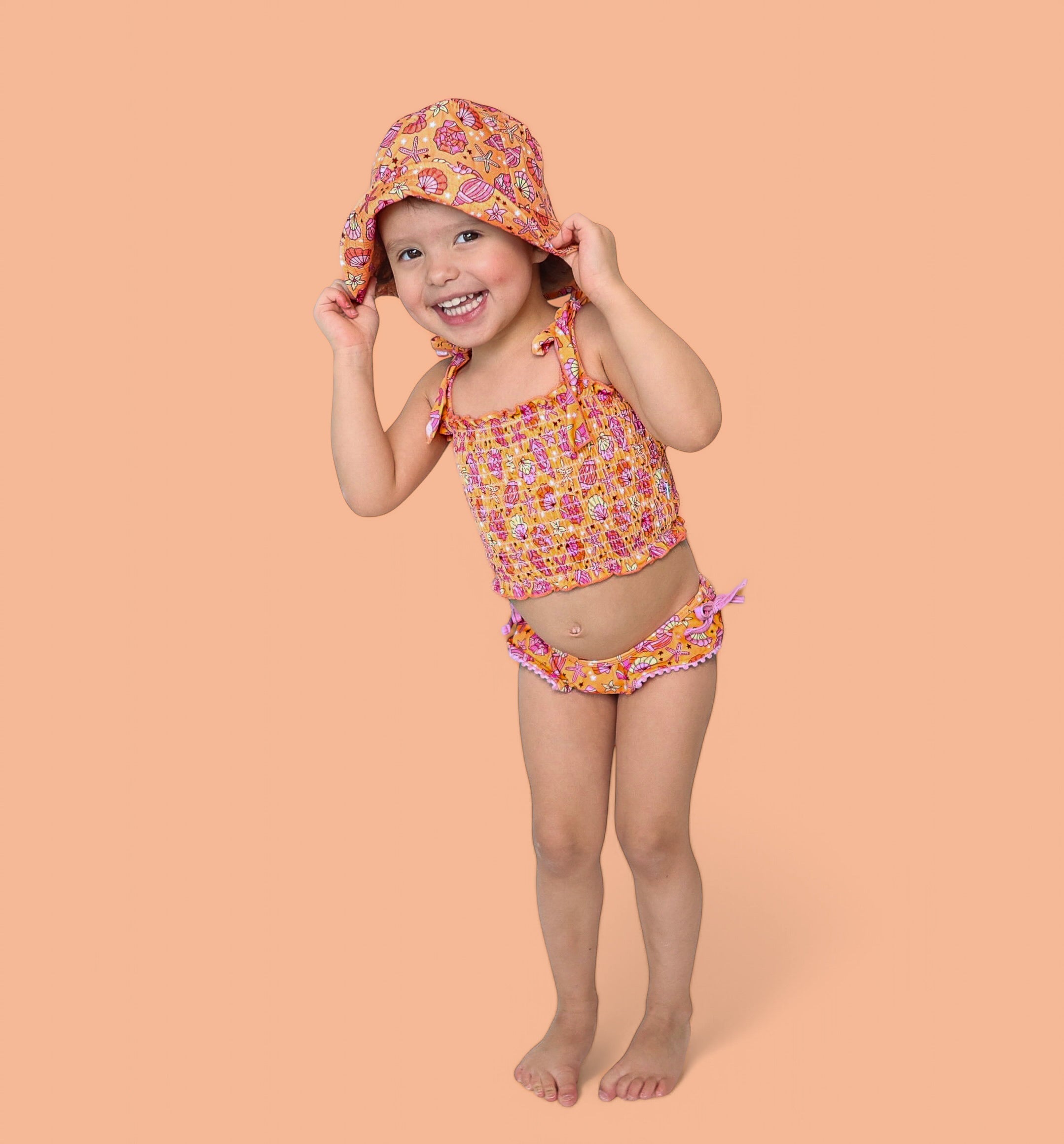 SHELLO SUMMER DREAM SMOCKED TANKINI TWO PIECE SWIM SUIT