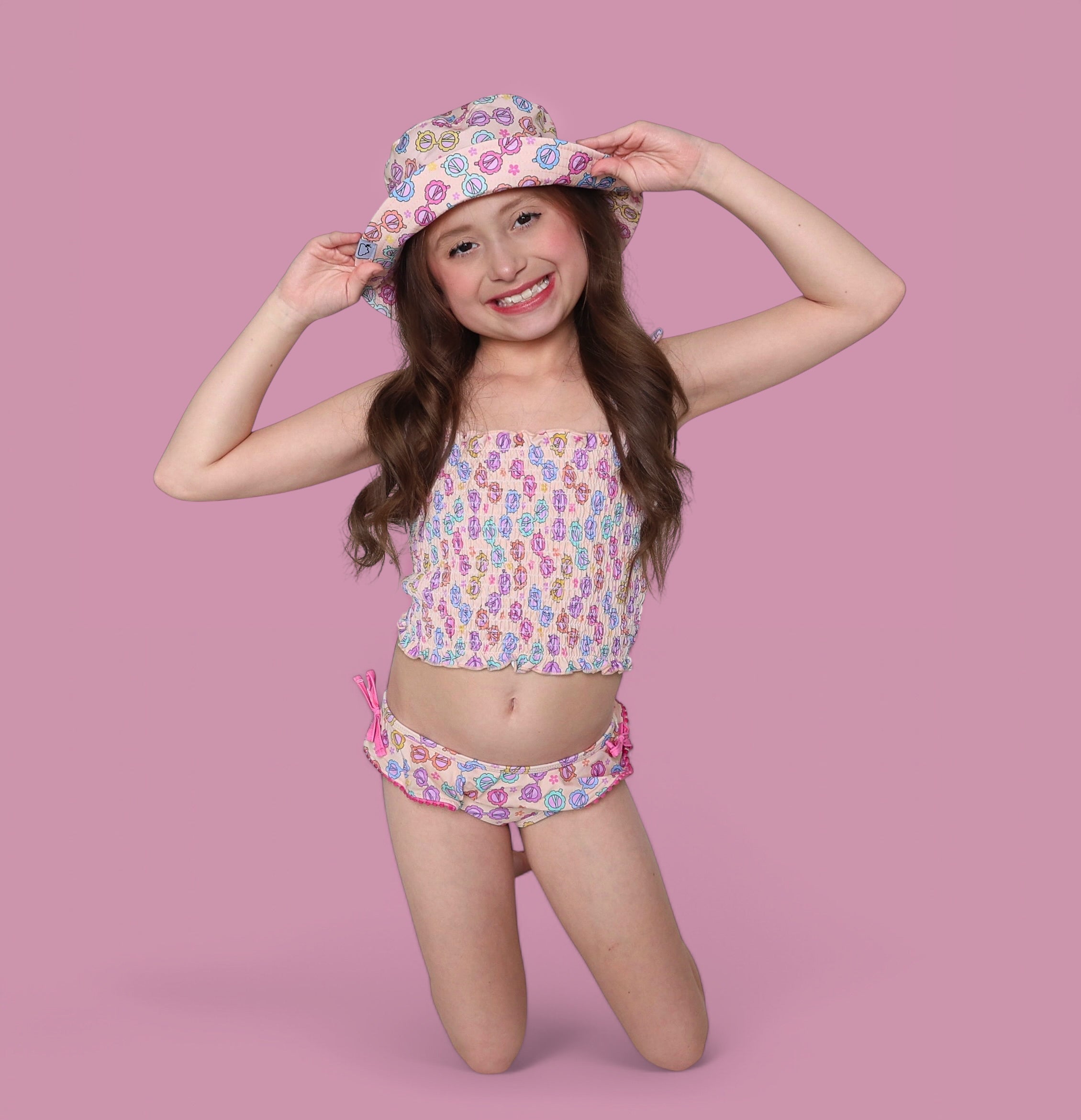 RAY OF SUNSHINE DREAM SMOCKED TANKINI TWO PIECE SWIM SUIT