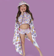 SWEET SUMMER DREAM RASH GUARD RUFFLE TWO-PIECE SWIM SUIT