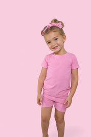 BELLA PINK RIB DREAM BOW HAIR CLIPS