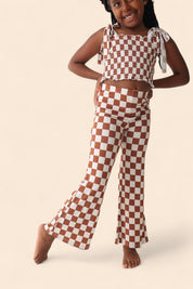 COPPER CHECKERS DREAM SMOCKED FLARE SET
