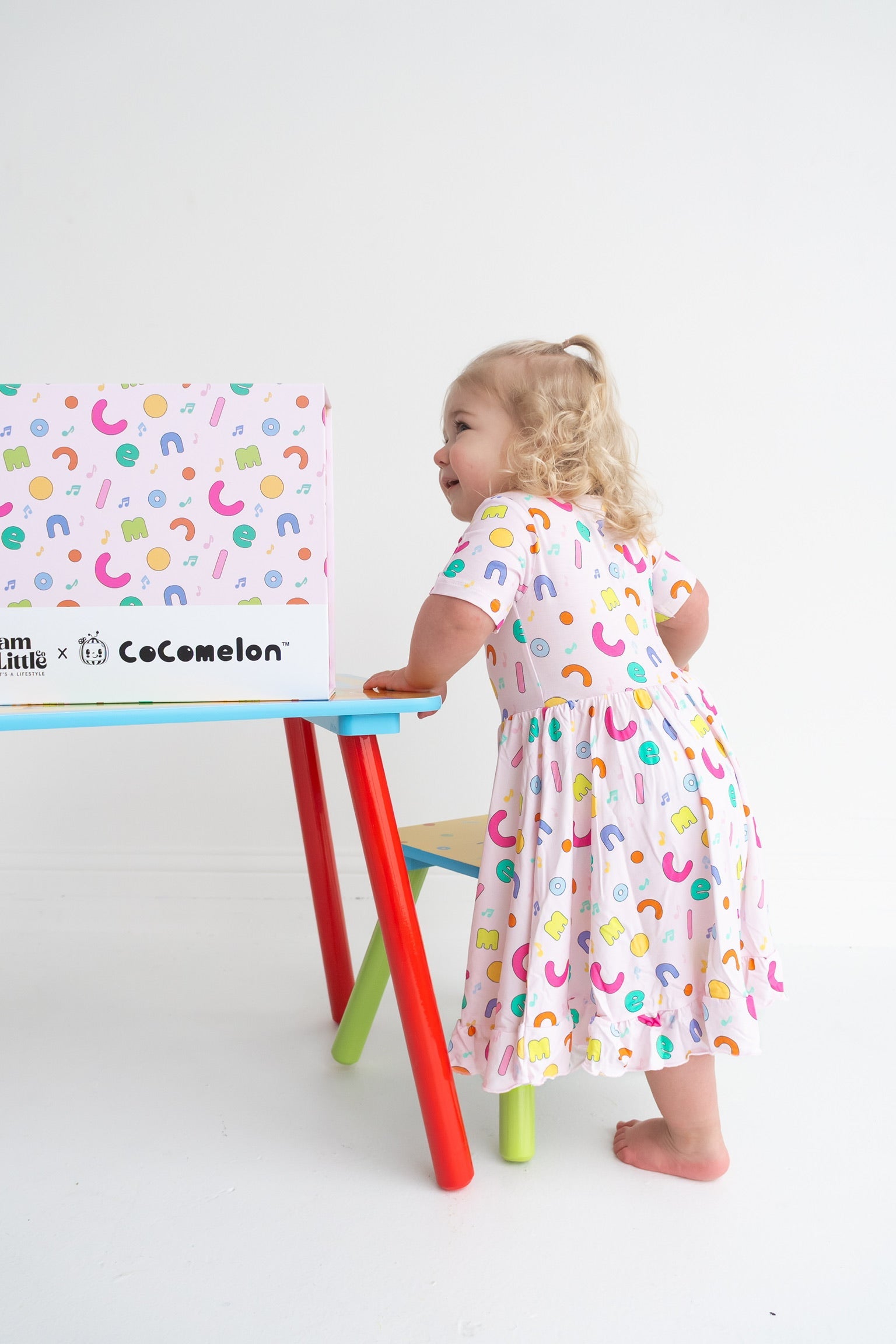 Dream Big Little Co x CoComelon ALPHABET SHORT SLEEVE DREAM RUFFLE DRESS