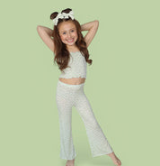 SAGE WAVY CHECKERS DREAM SMOCKED FLARE SET