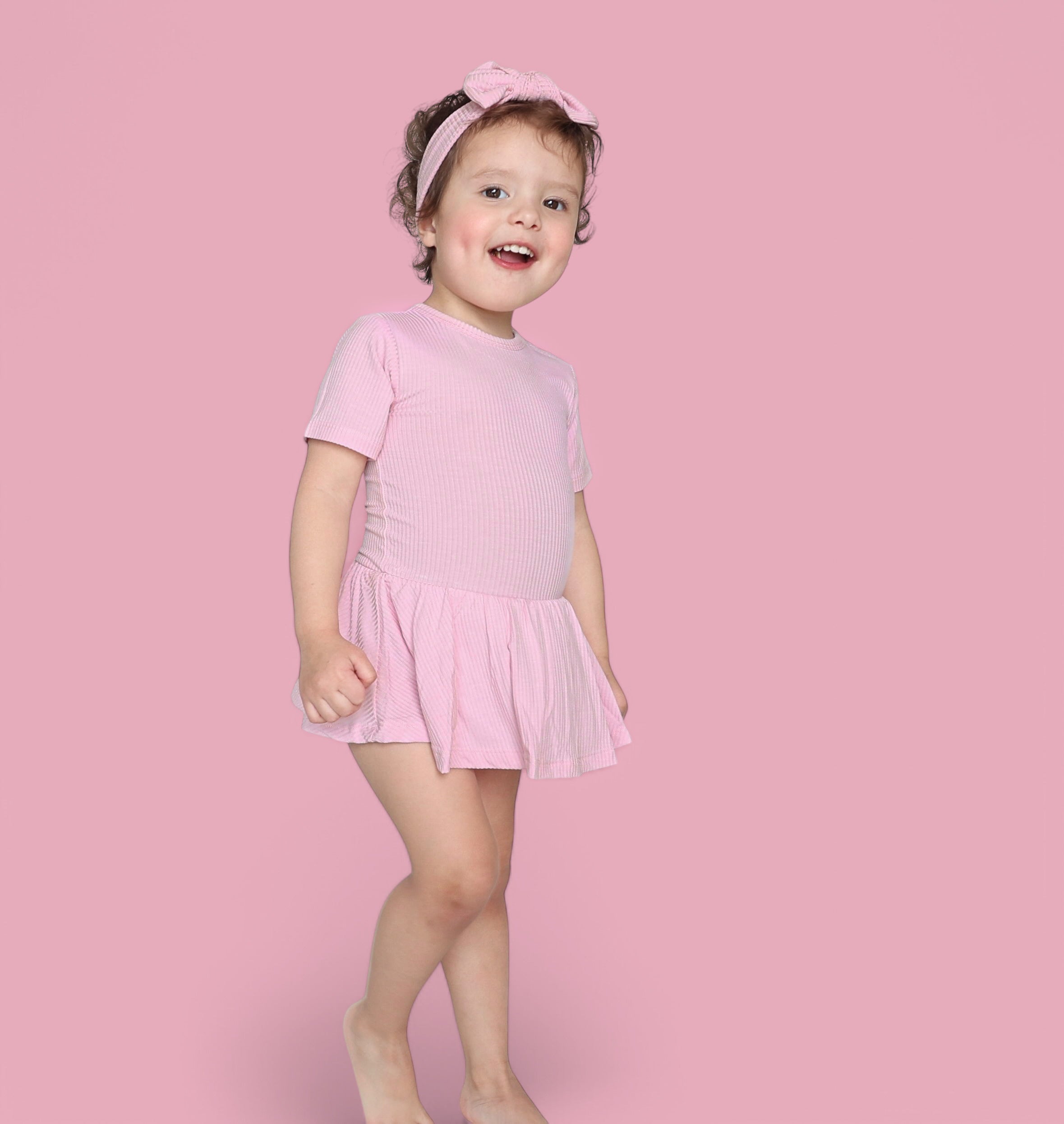 PINK ROSE RIB DREAM BODYSUIT DRESS
