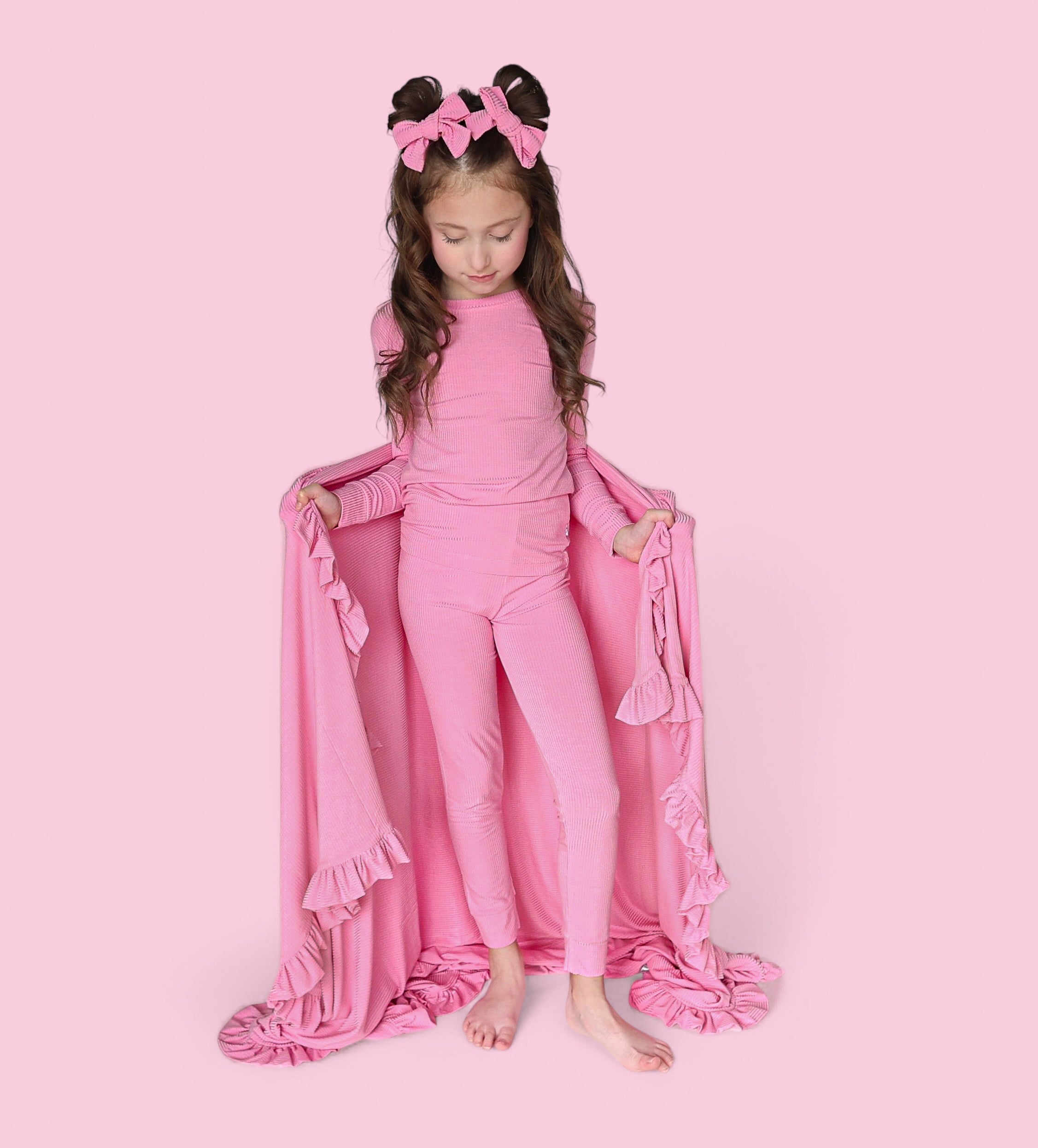 BELLA PINK RIB DREAM BOW HAIR CLIPS