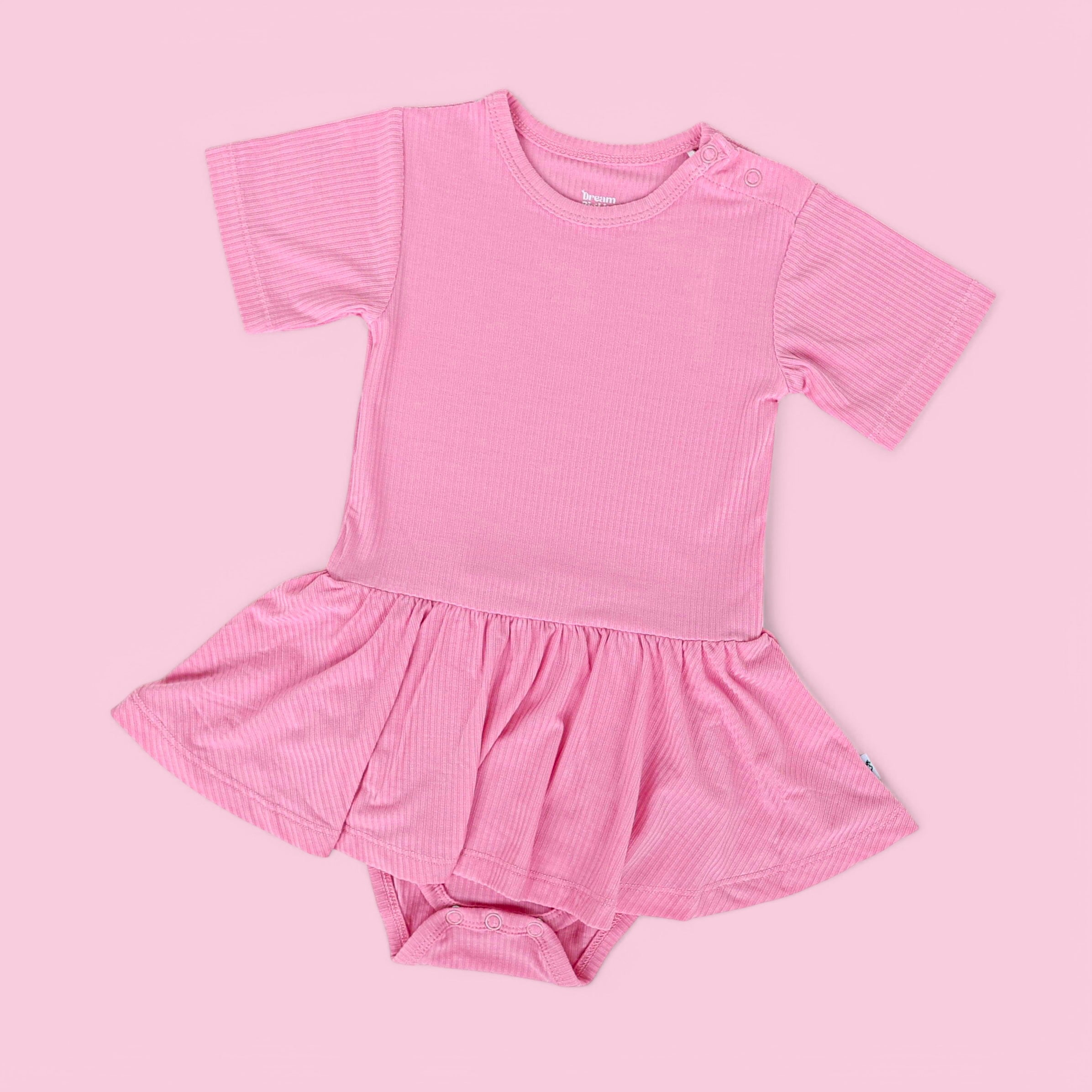 BELLA PINK RIB DREAM BODYSUIT DRESS