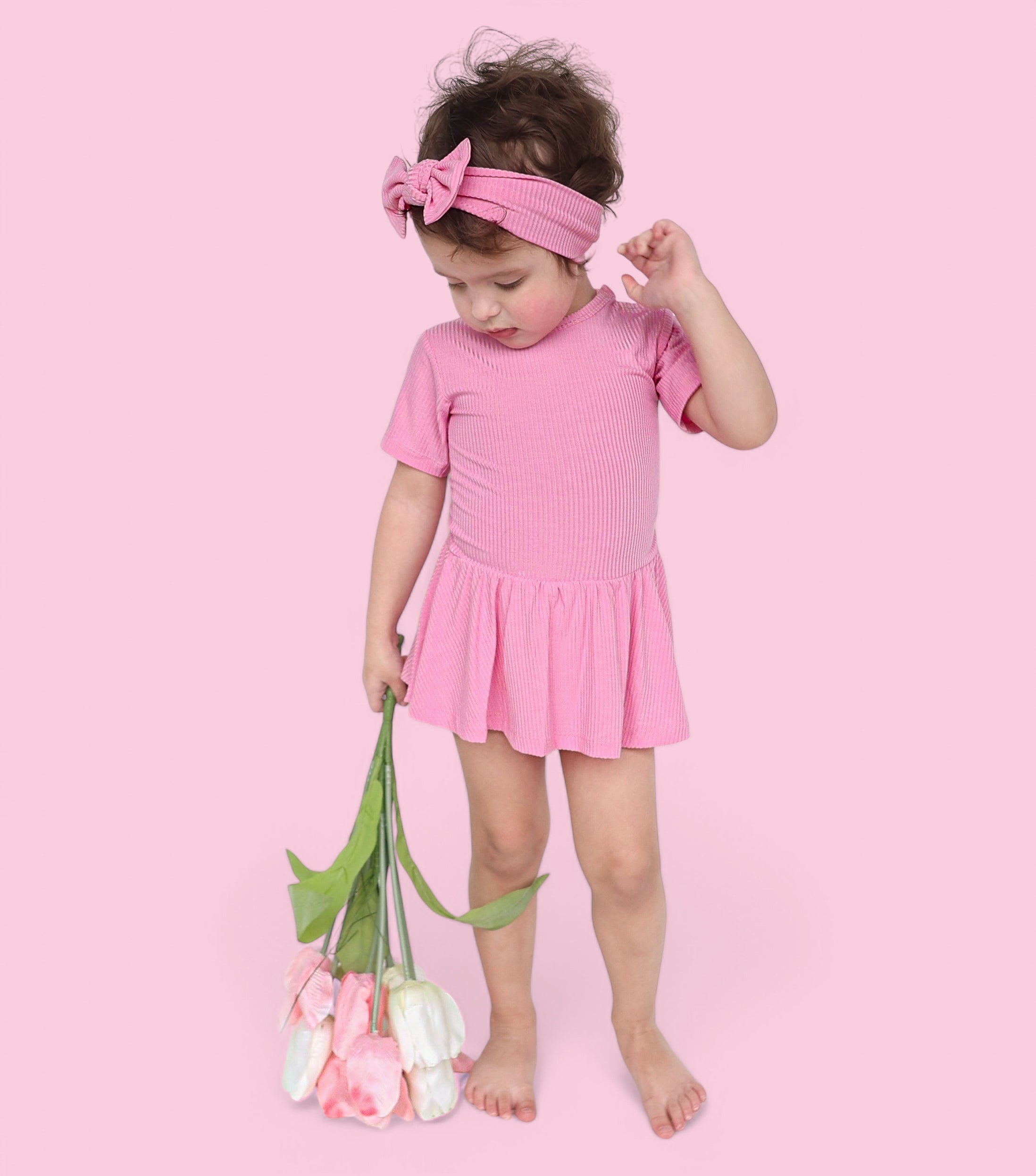 BELLA PINK RIB DREAM BODYSUIT DRESS