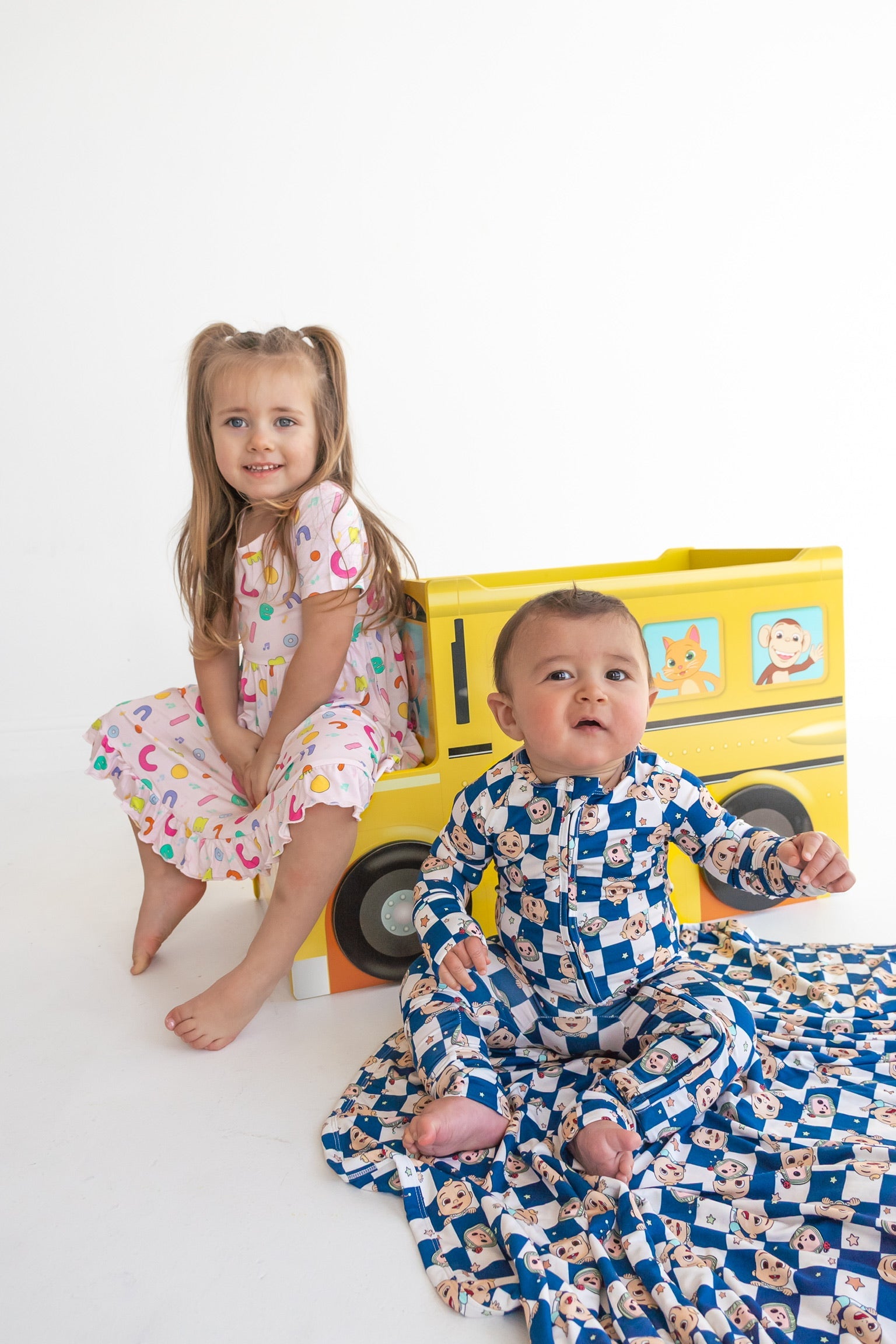 Dream Big Little Co x CoComelon JJ STARRY NIGHT CHECKERS DREAM ROMPER