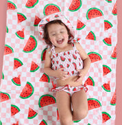 ONE IN A MELON DREAM SMOCKED TANKINI TWO PIECE SWIM SUIT