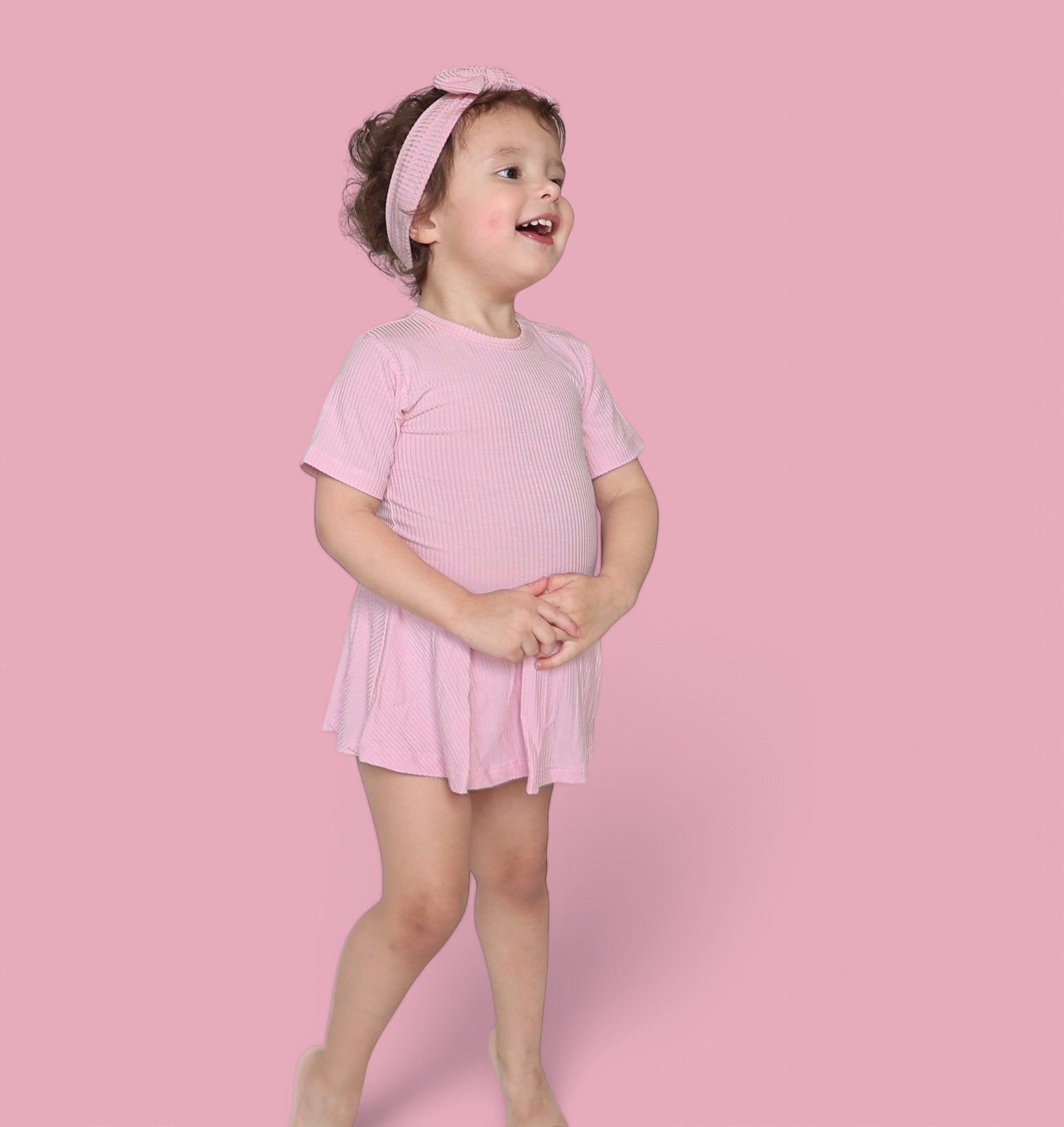 PINK ROSE RIB DREAM BODYSUIT DRESS