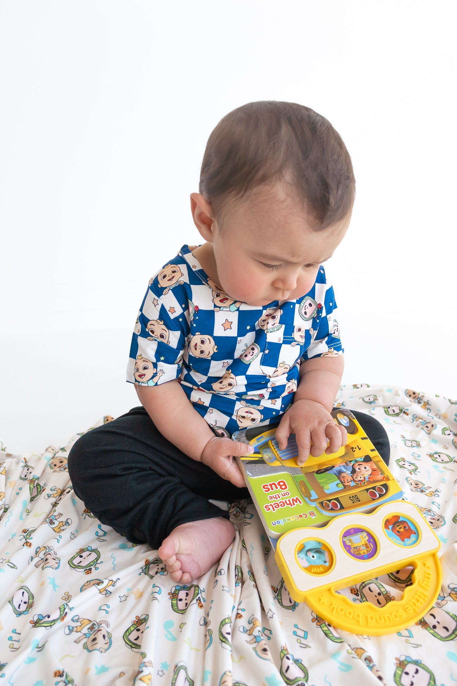 Dream Big Little Co x CoComelon JJ STARRY NIGHT CHECKERS DREAM POCKET TEE