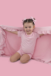 PINK ROSE RIB DREAM BOW HAIR CLIPS
