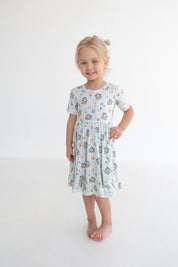 Dream Big Little Co x CoComelon SPRINGTIME MELON SHORT SLEEVE DREAM RUFFLE DRESS