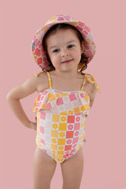 SUMMER SUNSET CHECKERS DREAM ONE PIECE SWIM SUIT