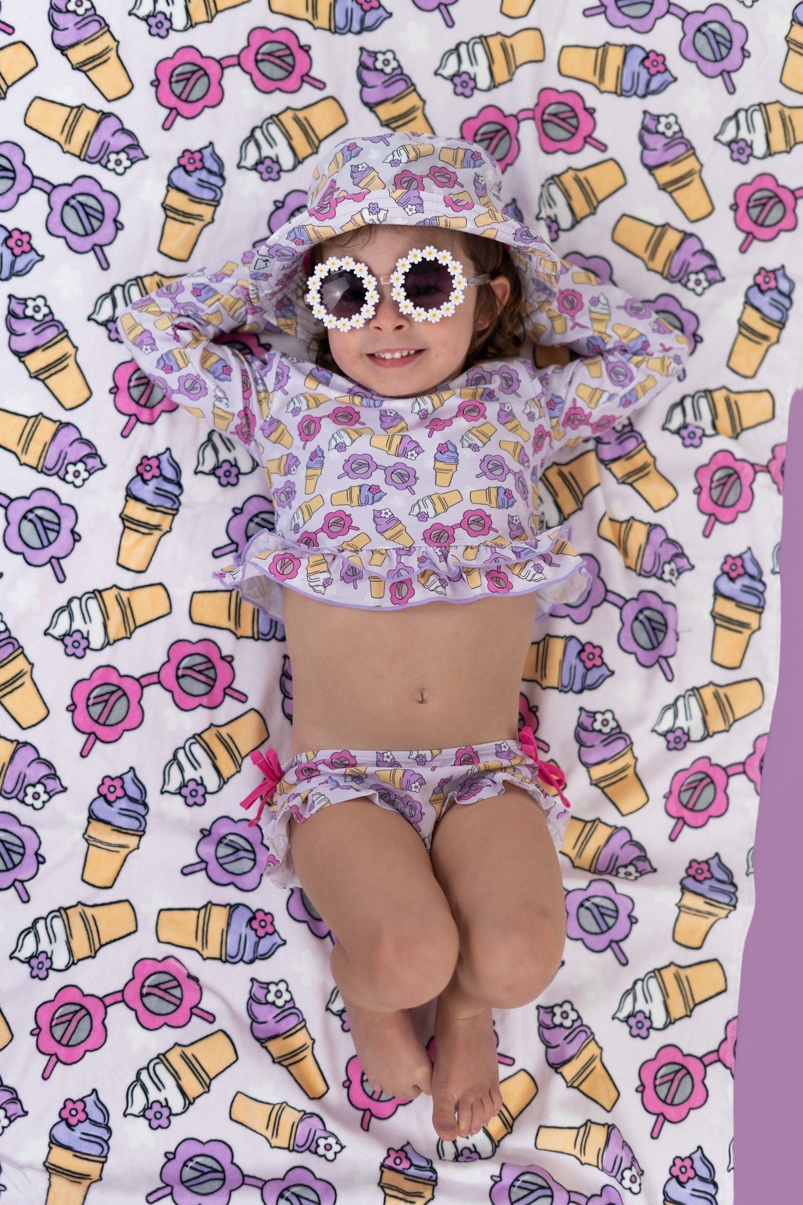 SWEET SUMMER DREAM RASH GUARD RUFFLE TWO-PIECE SWIM SUIT