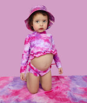 CANDY CLOUDS DREAM 2-PIECE RASH GUARD RUFFLE SWIM SUIT