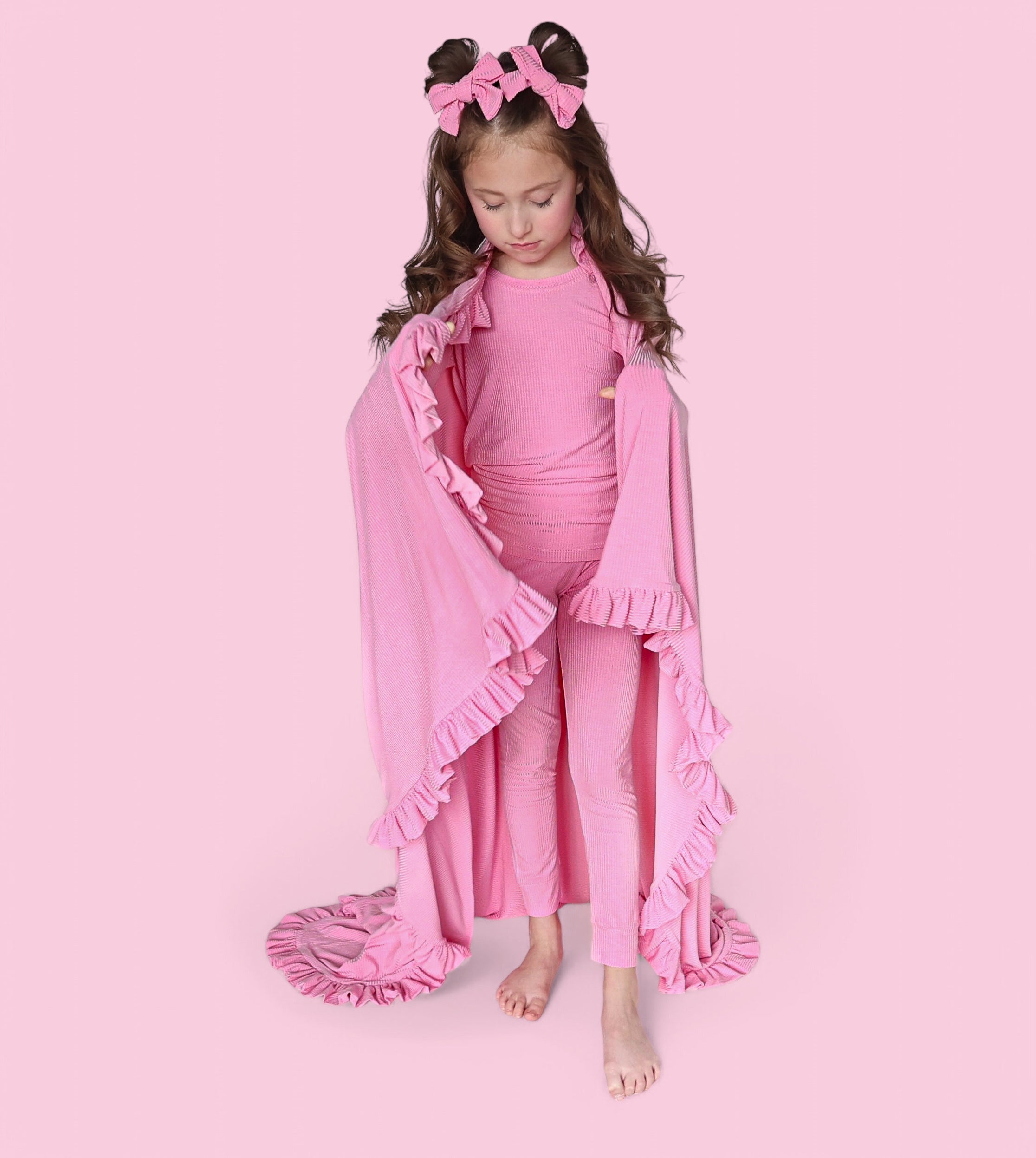 BELLA PINK RIB DREAM BOW HAIR CLIPS