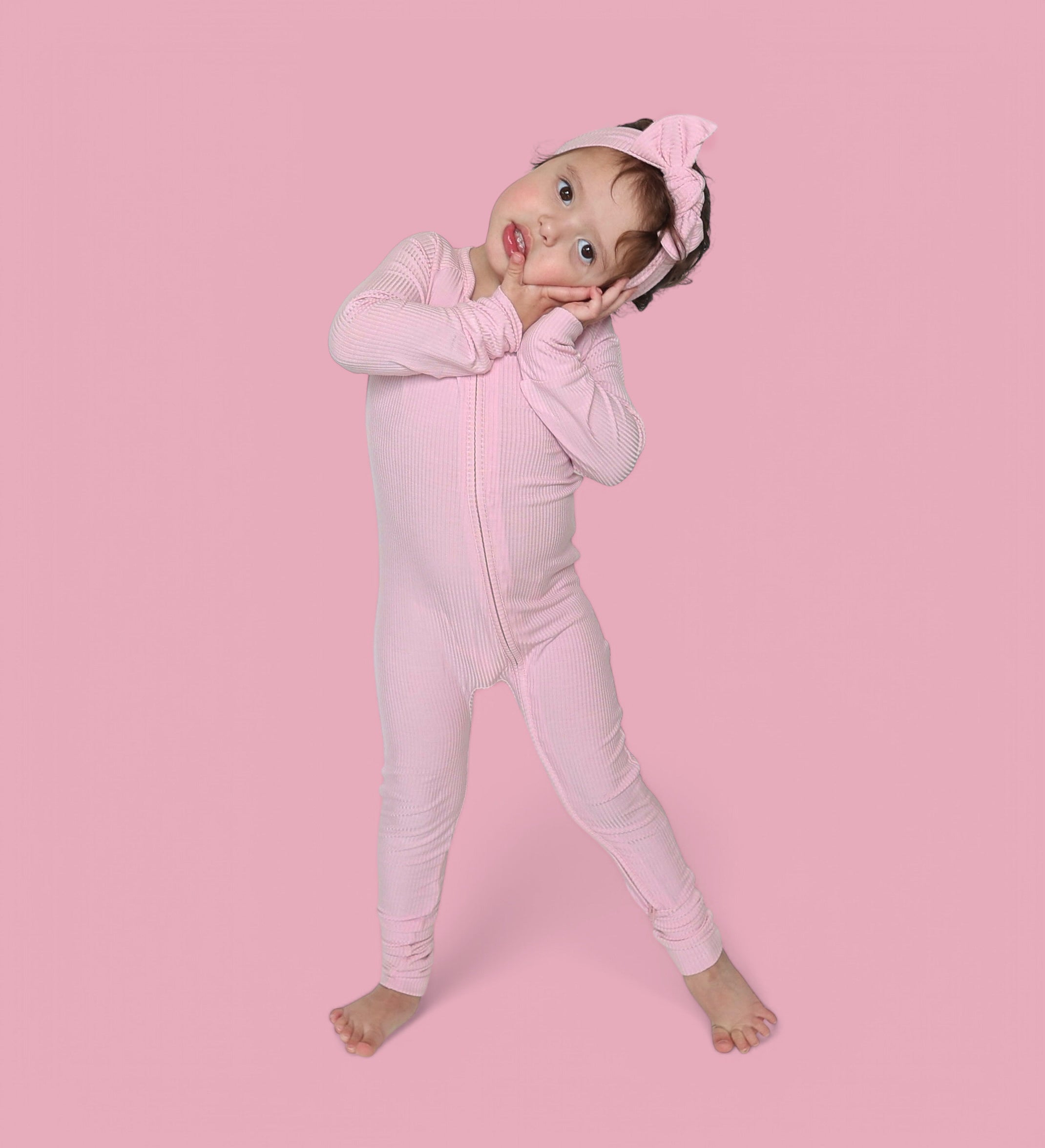 PINK ROSE RIB DREAM ROMPER