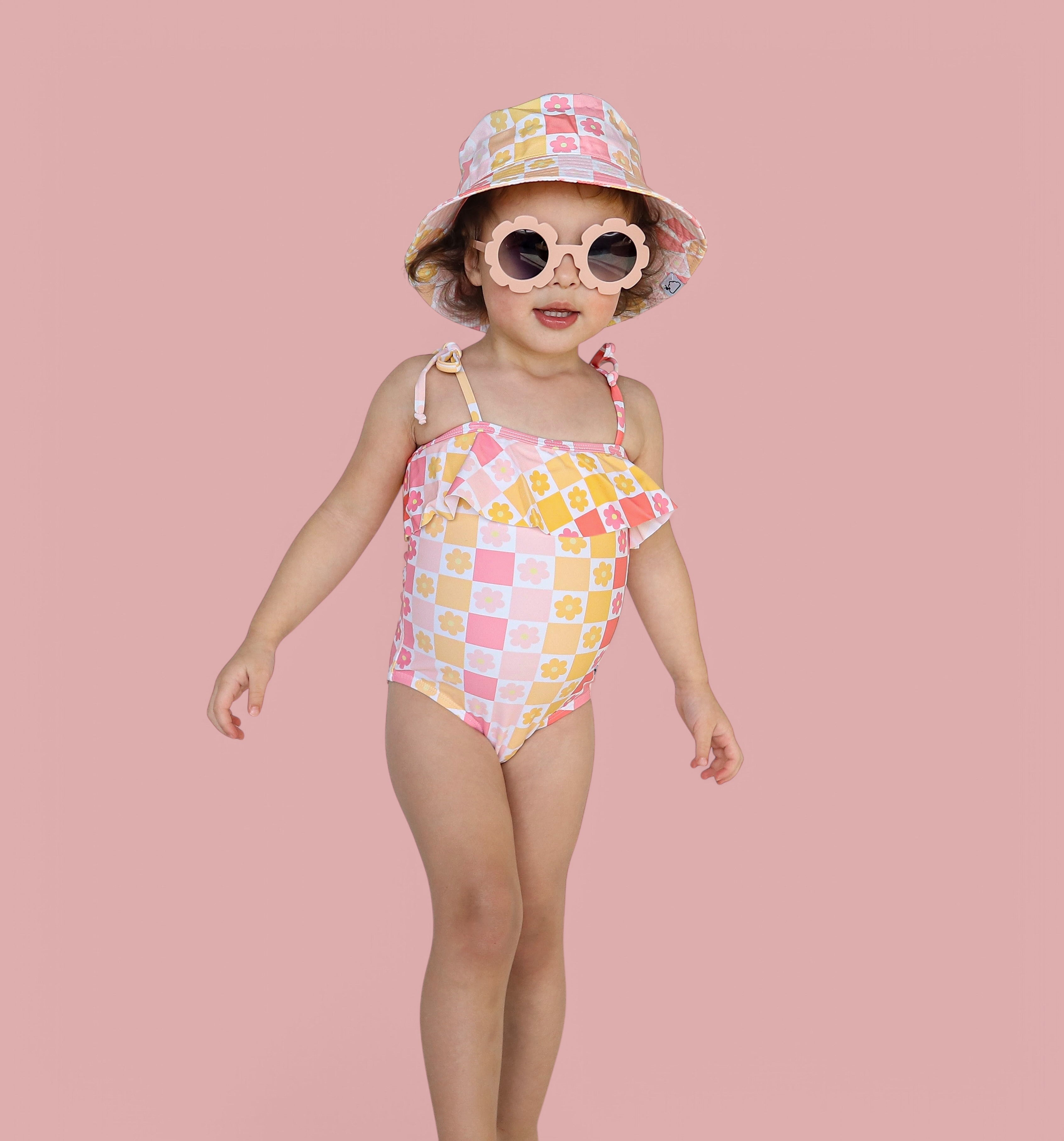 SUMMER SUNSET CHECKERS DREAM ONE PIECE SWIM SUIT