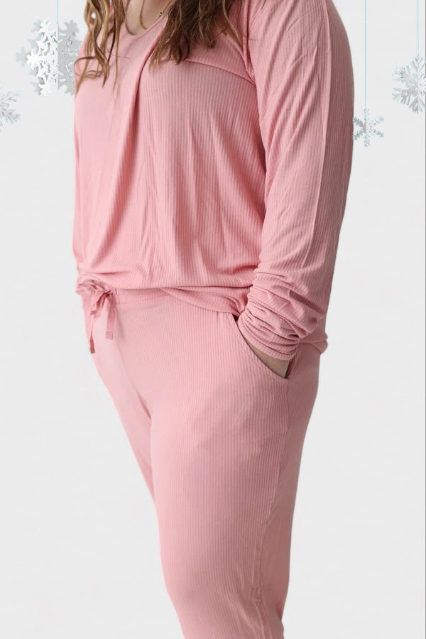 MAUVE RIB WOMEN’S JOGGER DREAM SET