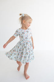 Dream Big Little Co x CoComelon SPRINGTIME MELON SHORT SLEEVE DREAM RUFFLE DRESS