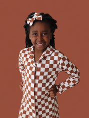COPPER CHECKERS GIRL'S DREAM GOWN