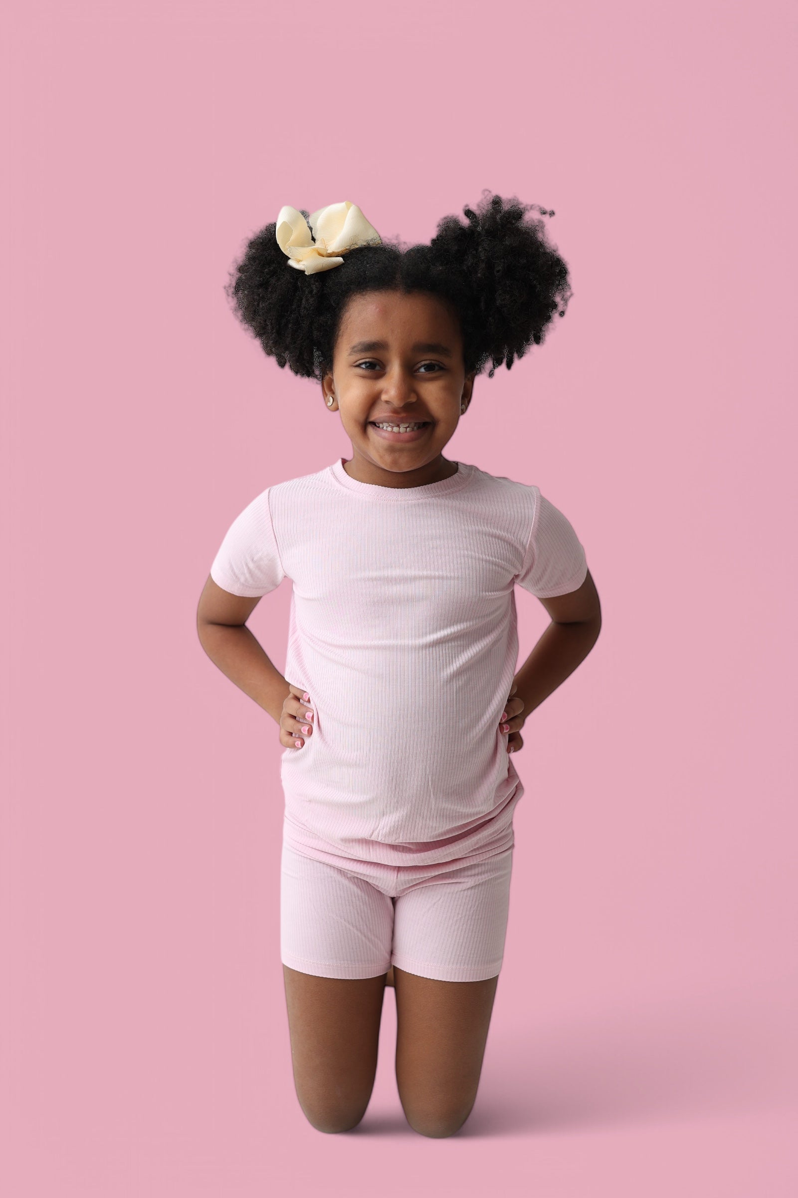 PINK ROSE RIB DREAM SHORT SET