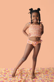 SHELLO SUMMER DREAM SMOCKED TANKINI TWO PIECE SWIM SUIT