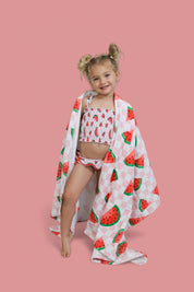 ONE IN A MELON DREAM SMOCKED TANKINI TWO PIECE SWIM SUIT