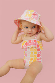SUMMER SUNSET CHECKERS DREAM ONE PIECE SWIM SUIT