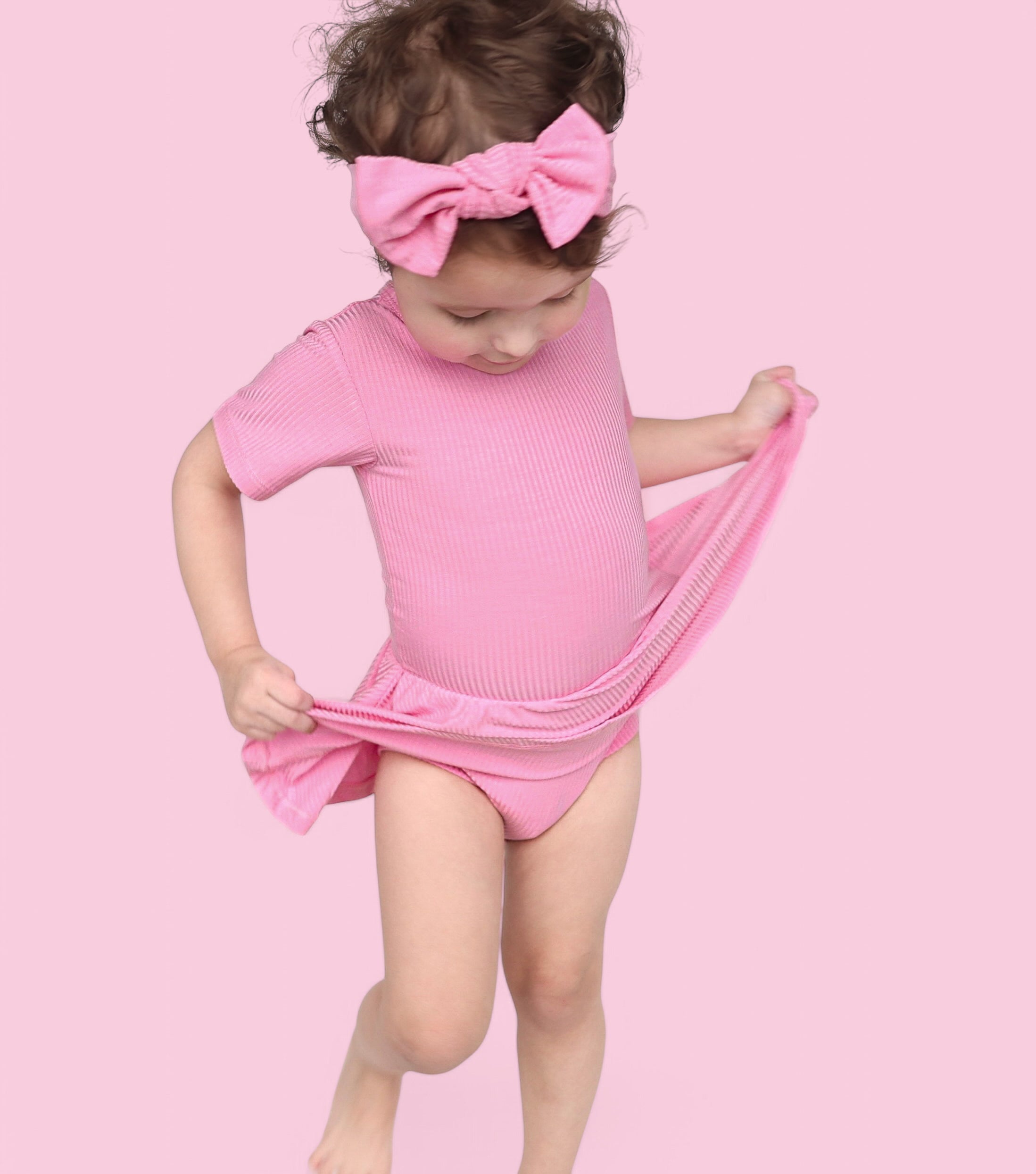 BELLA PINK RIB DREAM BODYSUIT DRESS