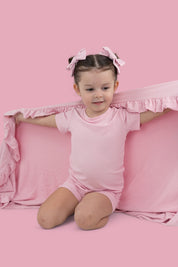 PINK ROSE RIB DREAM BOW HAIR CLIPS