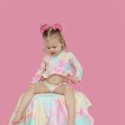 RAINBOW CLOUDS DREAM 2-PIECE RASH GUARD RUFFLE SWIM SUIT