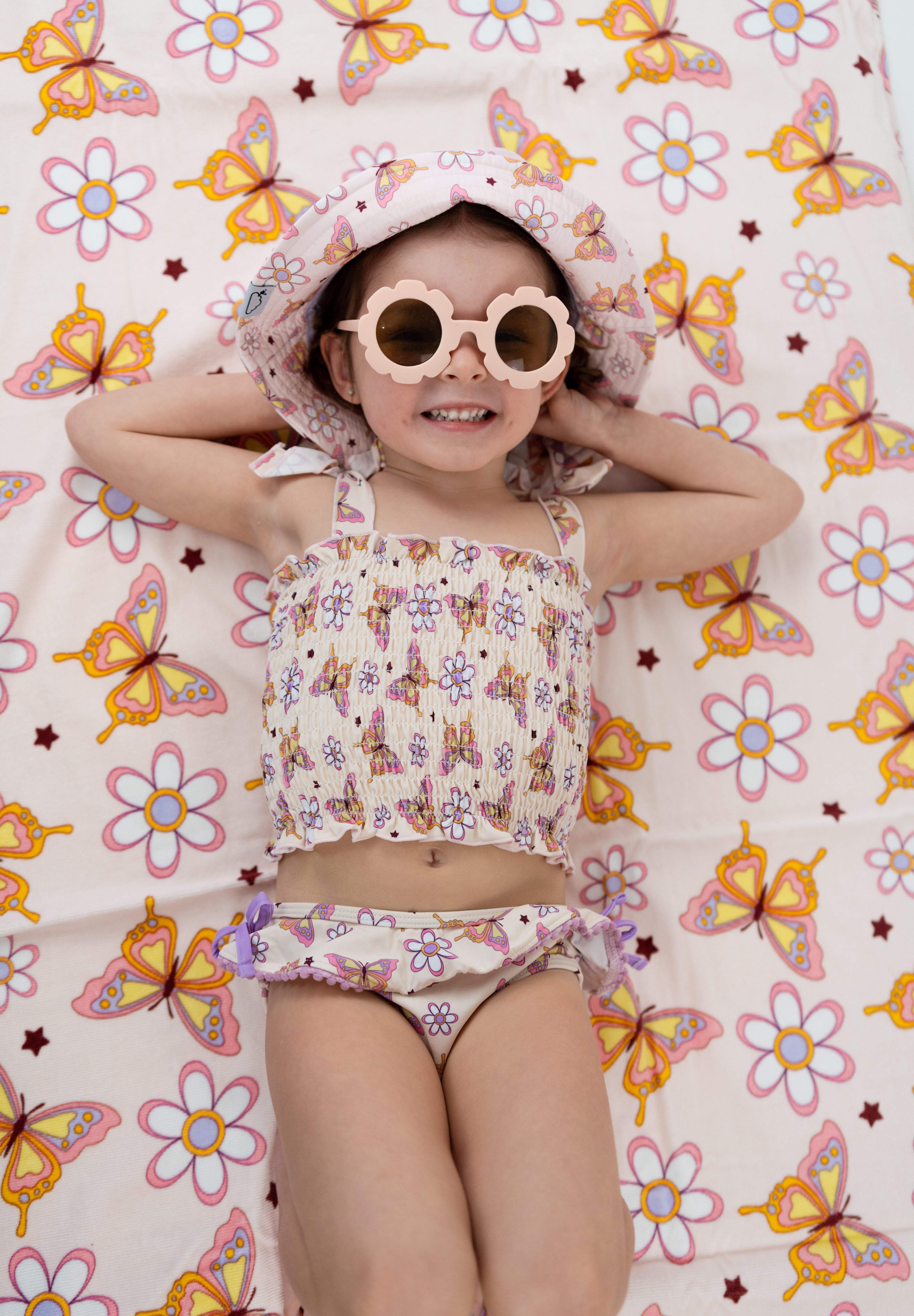BLOSSOMIN’ BUTTERFLY DREAM SMOCKED TANKINI TWO PIECE SWIM SUIT