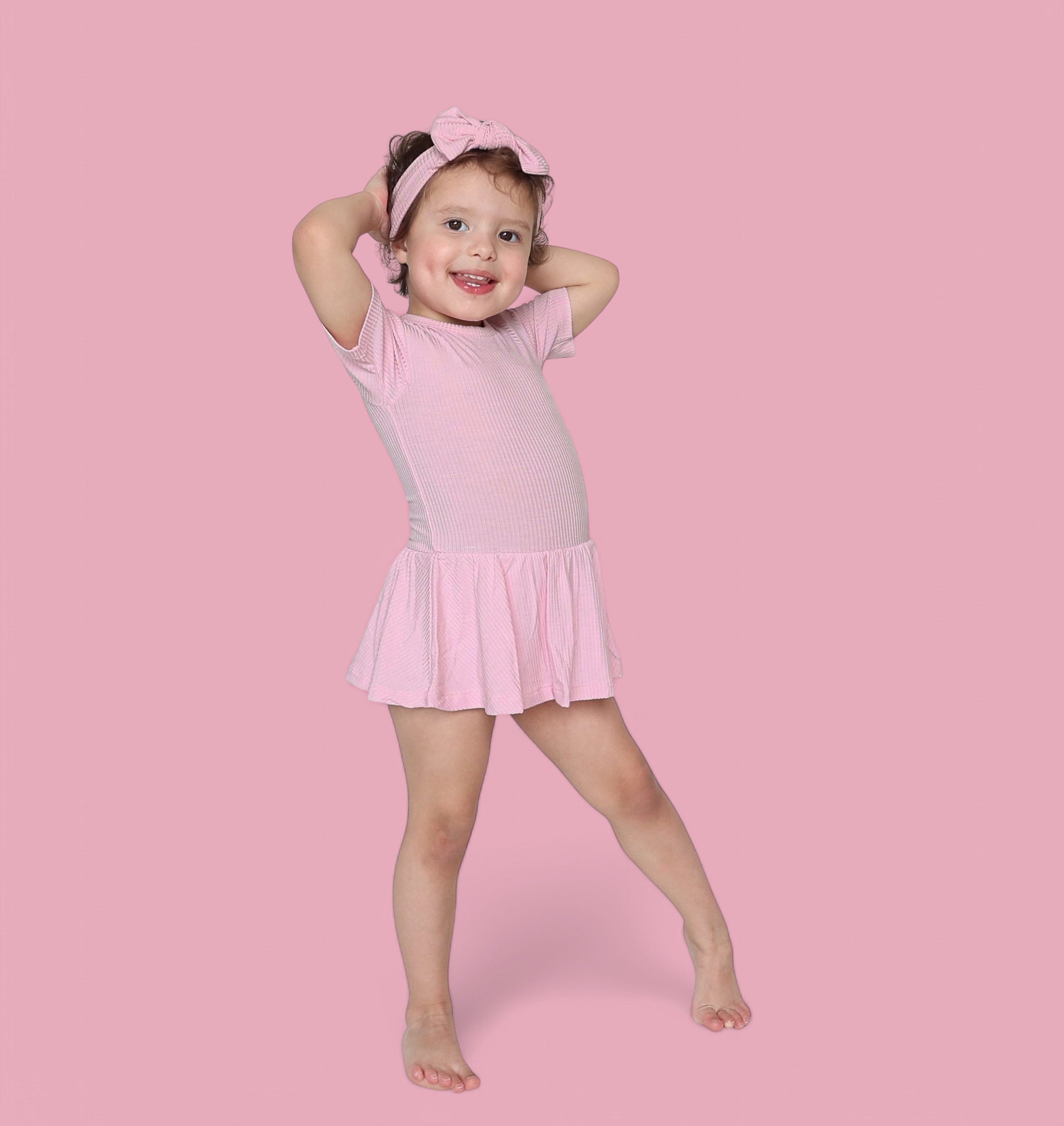 PINK ROSE RIB DREAM BODYSUIT DRESS