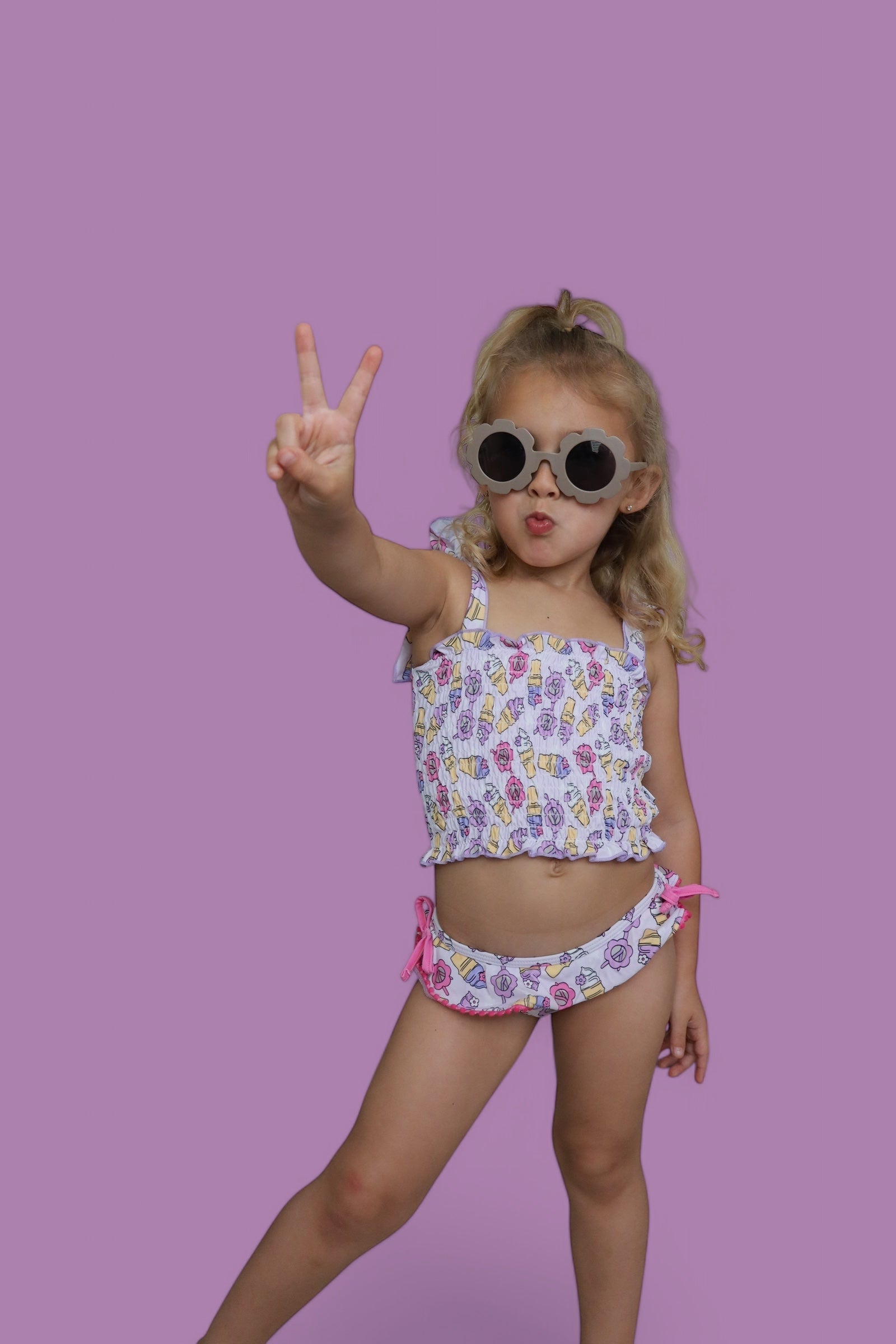 SWEET SUMMER DREAM SMOCKED TANKINI TWO PIECE SWIM SUIT