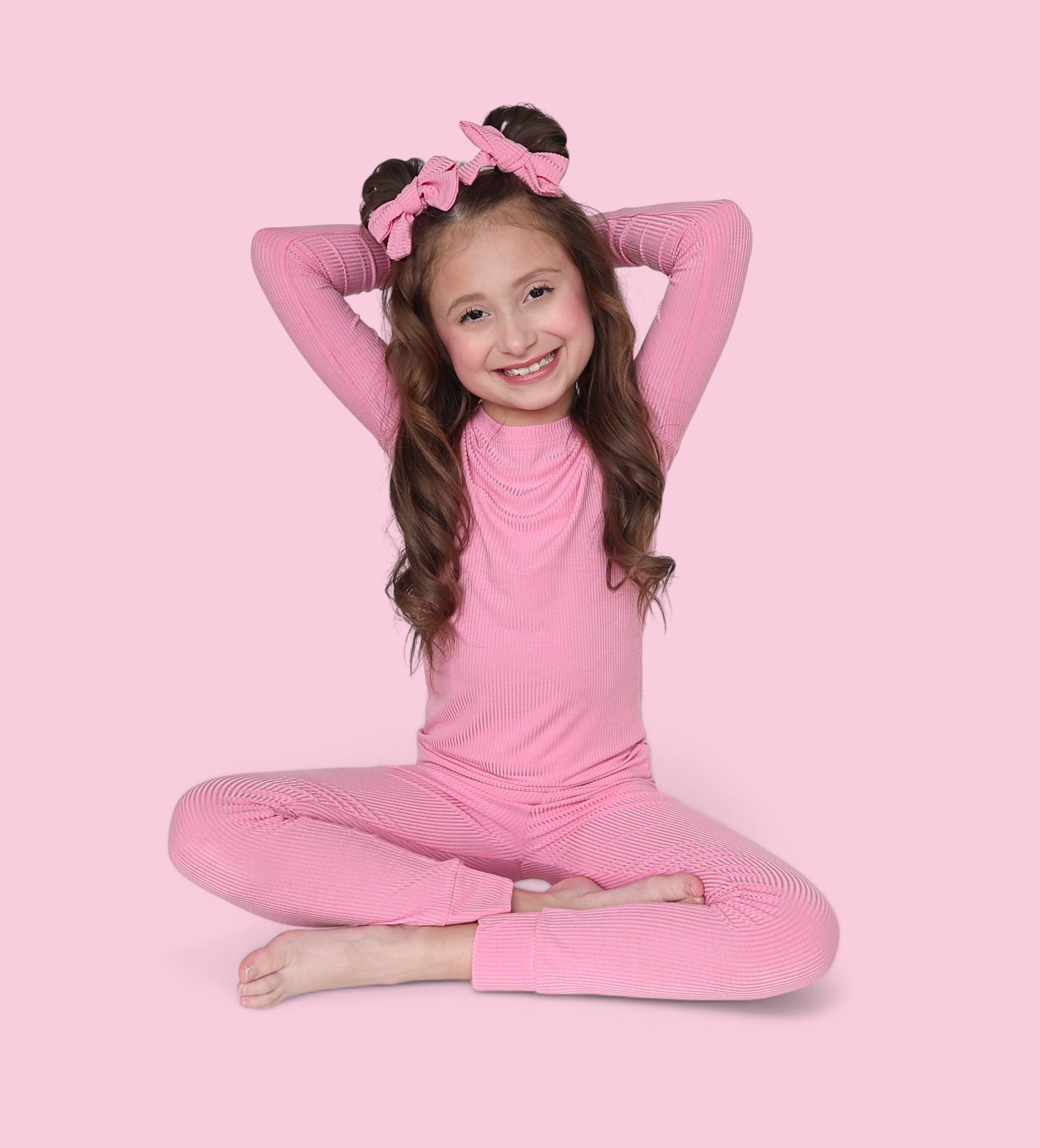 BELLA PINK RIB DREAM BOW HAIR CLIPS