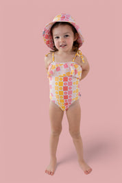 SUMMER SUNSET CHECKERS DREAM ONE PIECE SWIM SUIT