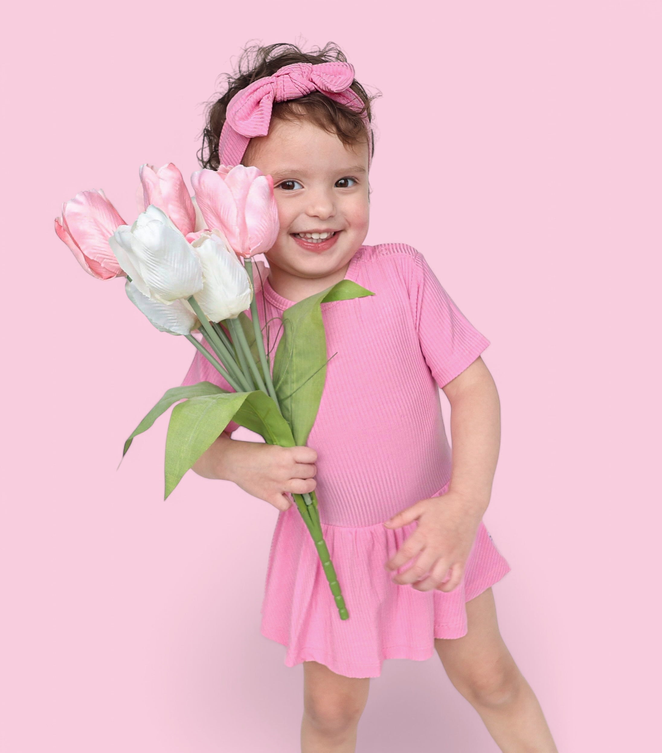 BELLA PINK RIB DREAM BODYSUIT DRESS
