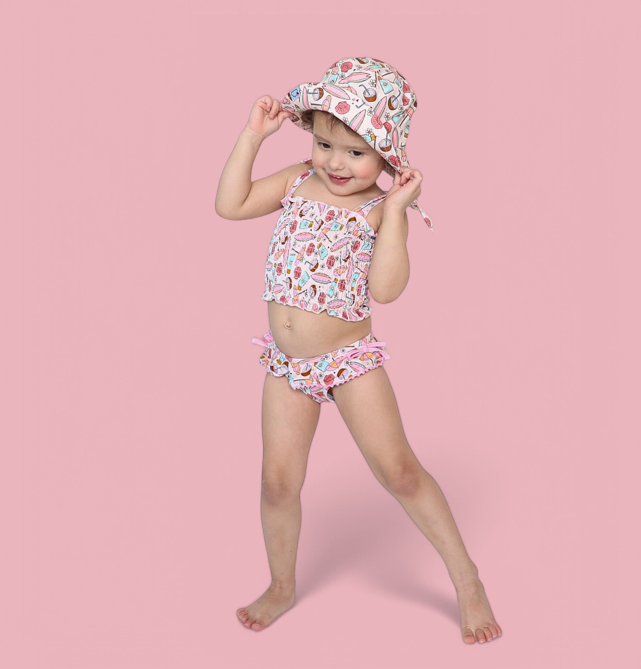 FUN IN THE SUN DREAM SMOCKED TANKINI TWO PIECE SWIM SUIT