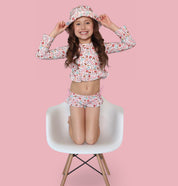 FUN IN THE SUN DREAM TWO-PIECE RASH GUARD RUFFLE SWIM SUIT