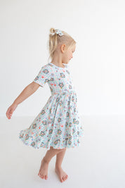 Dream Big Little Co x CoComelon SPRINGTIME MELON SHORT SLEEVE DREAM RUFFLE DRESS